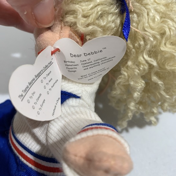 Vtg TY Dear Debbie Teenie Beanie Boppers Collection Cheerleader - Picture 4 of 9